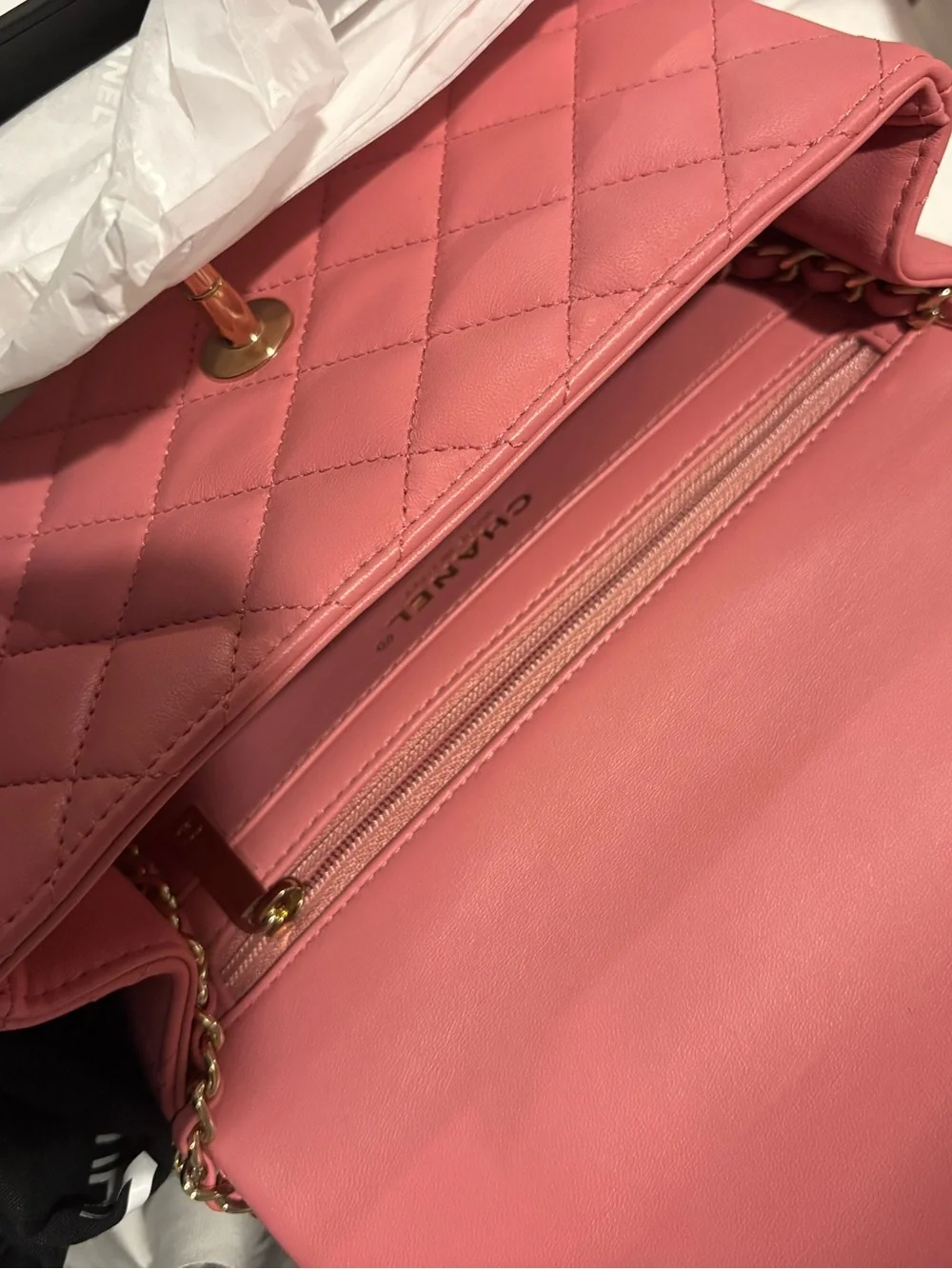 CHANEL Pink Quilted Leather Top-Handle Satchel with Chain